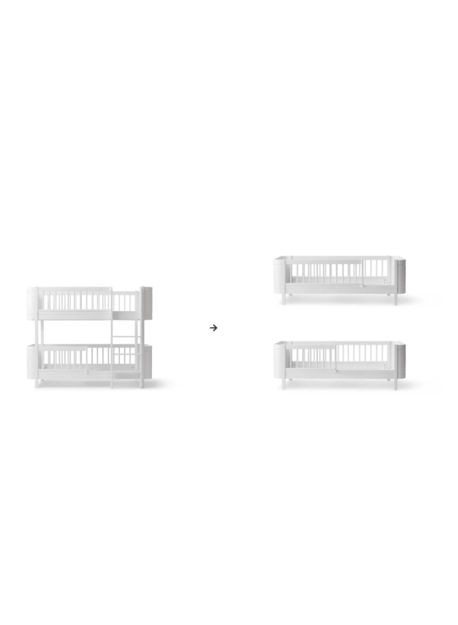 Conversion Kit - Mini+ low bunk bed to 2 junior beds white