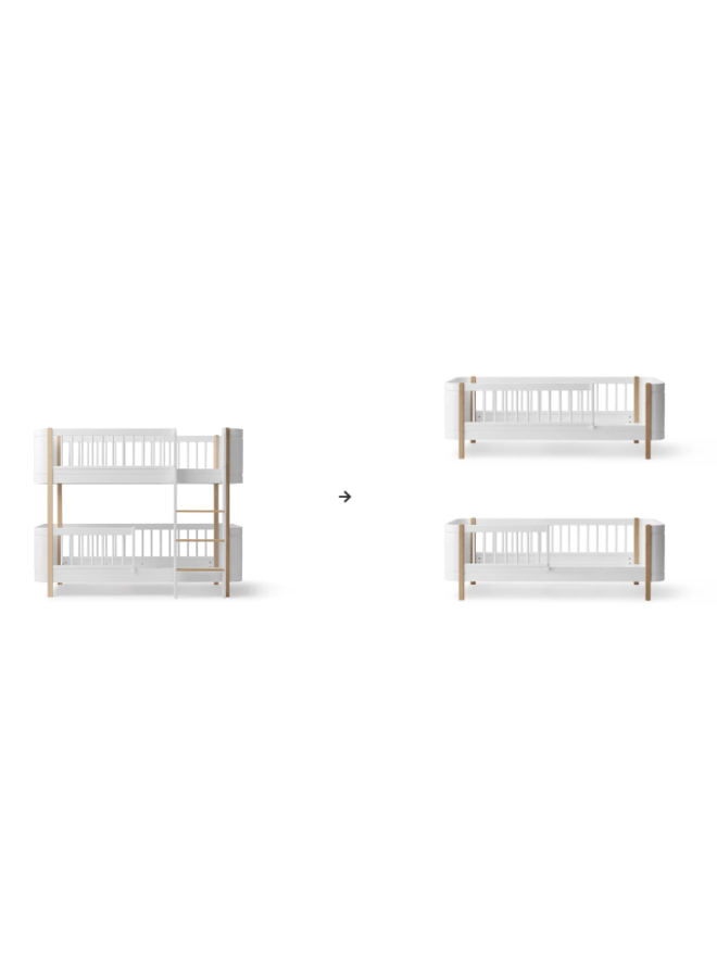 Conversion Kit - Mini+ low bunk bed to 2 junior beds white/oak