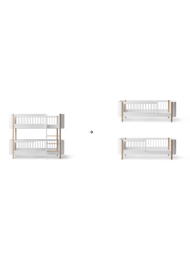 Oliver Furniture - Conversion Kit - Mini+ low bunk bed to 2 junior beds white/oak