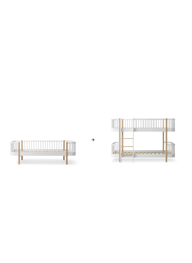 Conversion Kit – Original day bed to low bunk bed white/oak