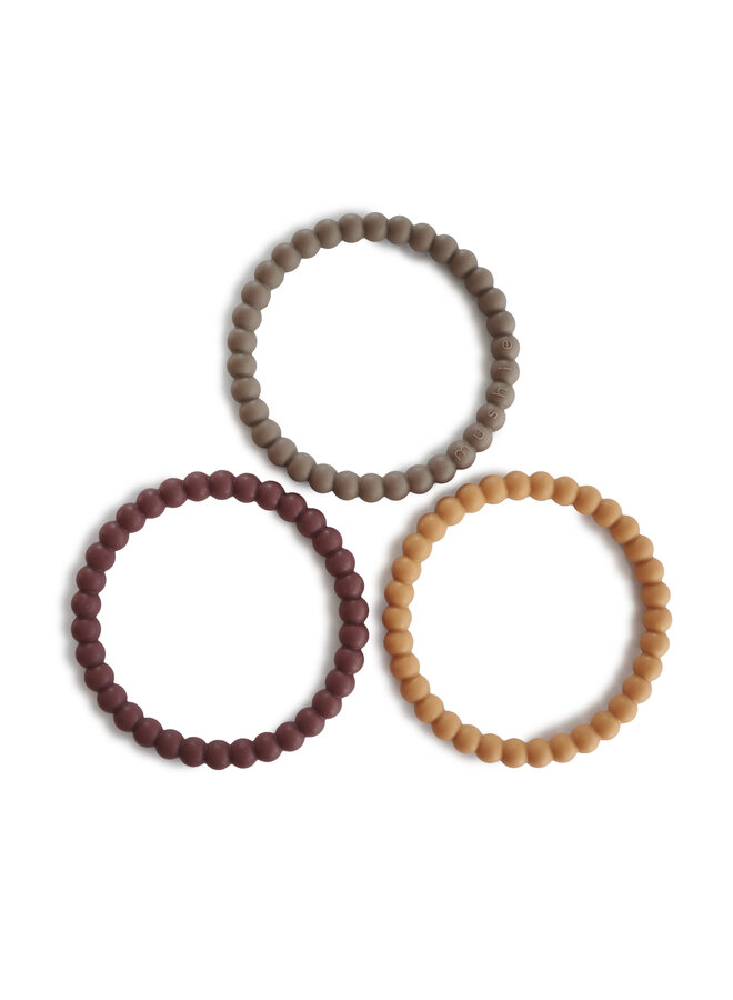 Mushie - Silicone bracelet (3 pack) - berry / marigold / khaki