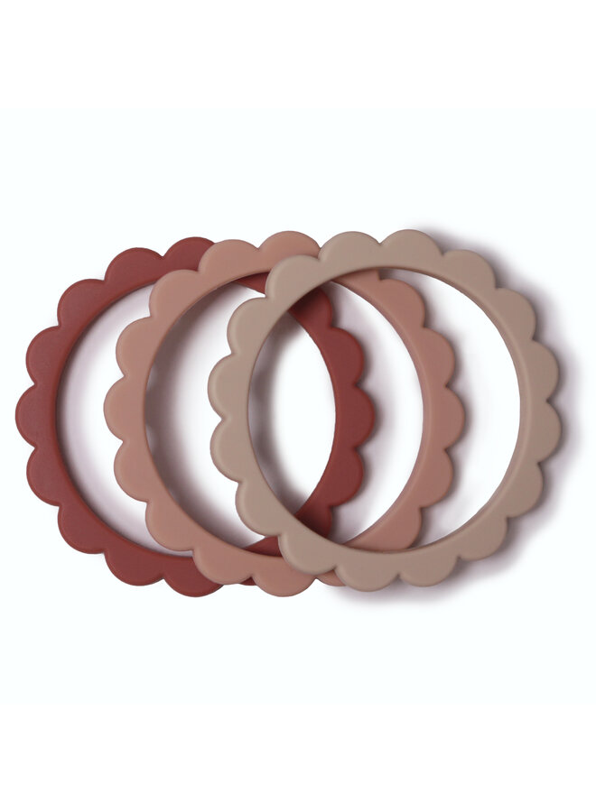 Mushie - Flower Bracelet 3 pack - Blush/Rose/Shifting Sand