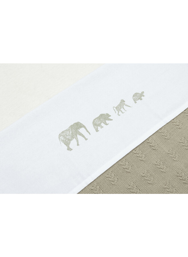 Jollein - Laken Wieg 75x100cm Animals Olive Green