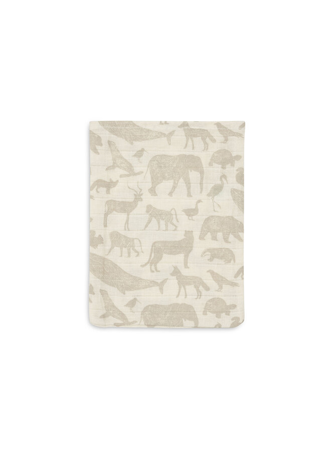 Jollein - Hydrofiel Washandje 15x20cm Animals Nougat (3pack)