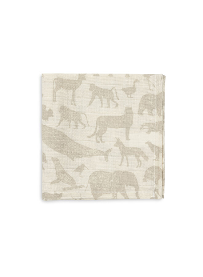 Jollein - Hydrofiel Monddoekje 31x31cm Animals Nougat (3pack)