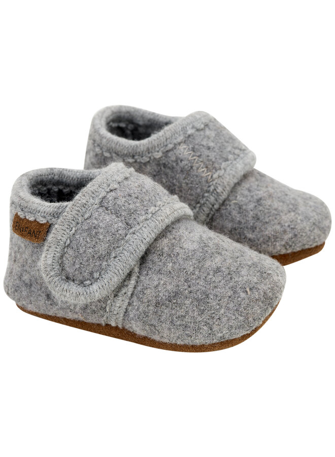 Baby wool slippers - grey melange