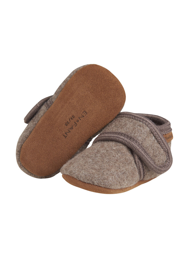 Enfant - Baby wool slippers - Walnut