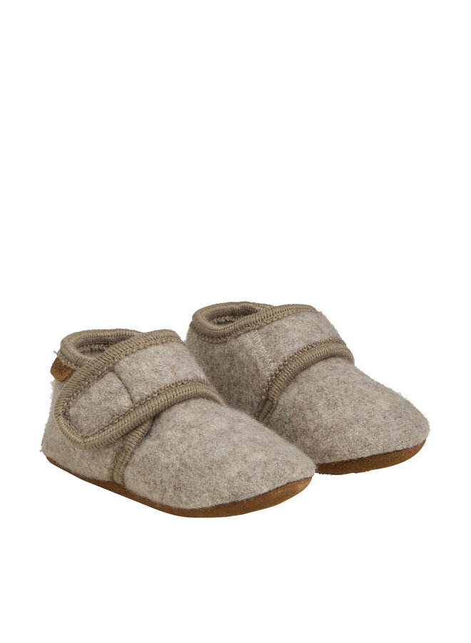 Baby wool slippers - sand melange