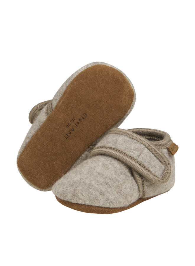 Enfant - Baby wool slippers - sand melange
