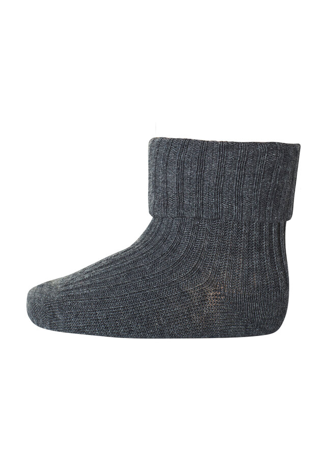 Cotton rib baby socks – 497 – dark grey melange