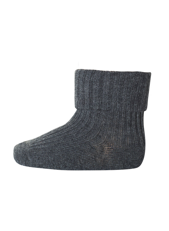 MP Denmark - Cotton rib baby socks – 497 – dark grey melange