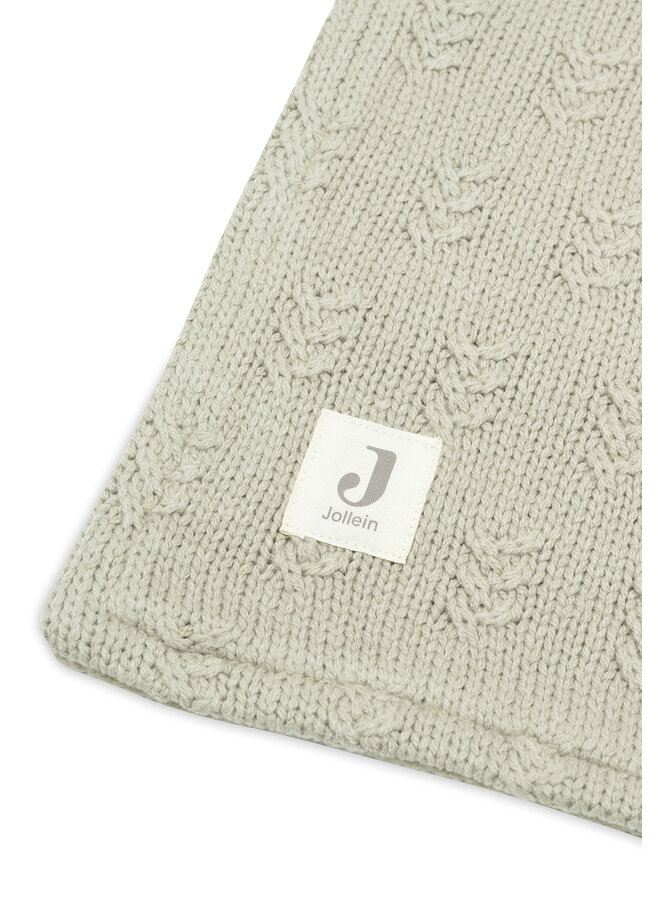 Jollein - Deken Ledikant 100x150cm Grain Knit Olive Green/Velvet