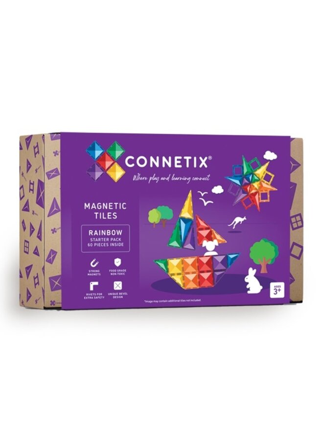 Connetix Tiles - 60pc - Rainbow Starter Pack