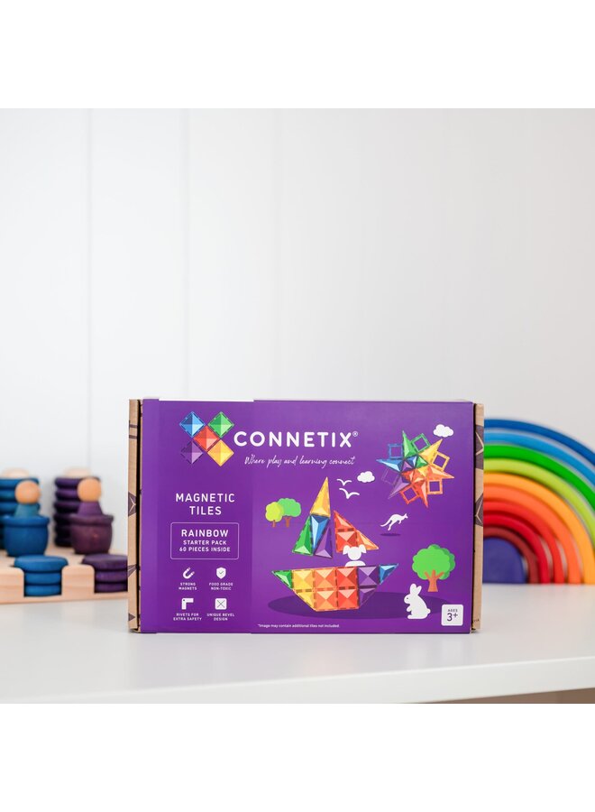 Connetix Tiles - 60pc - Rainbow Starter Pack