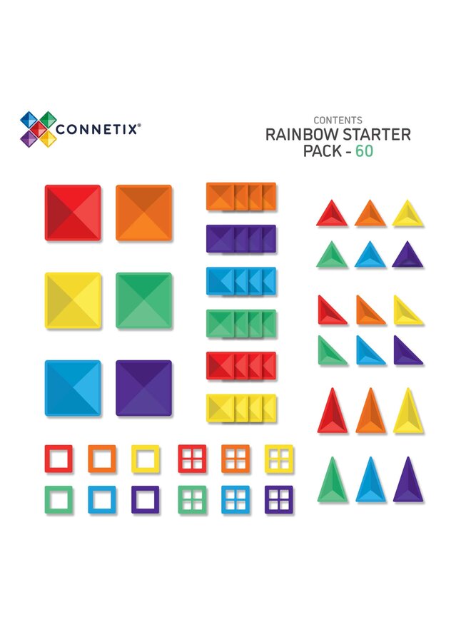 Connetix Tiles - 60pc - Rainbow Starter Pack