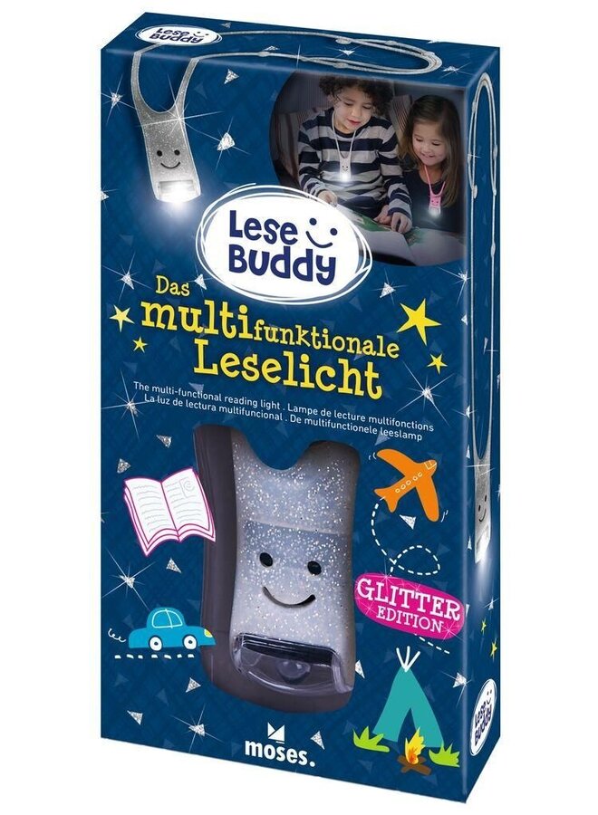 Moses - 26244 - Kinder leeslampje - verstelbaar- zilver glitter