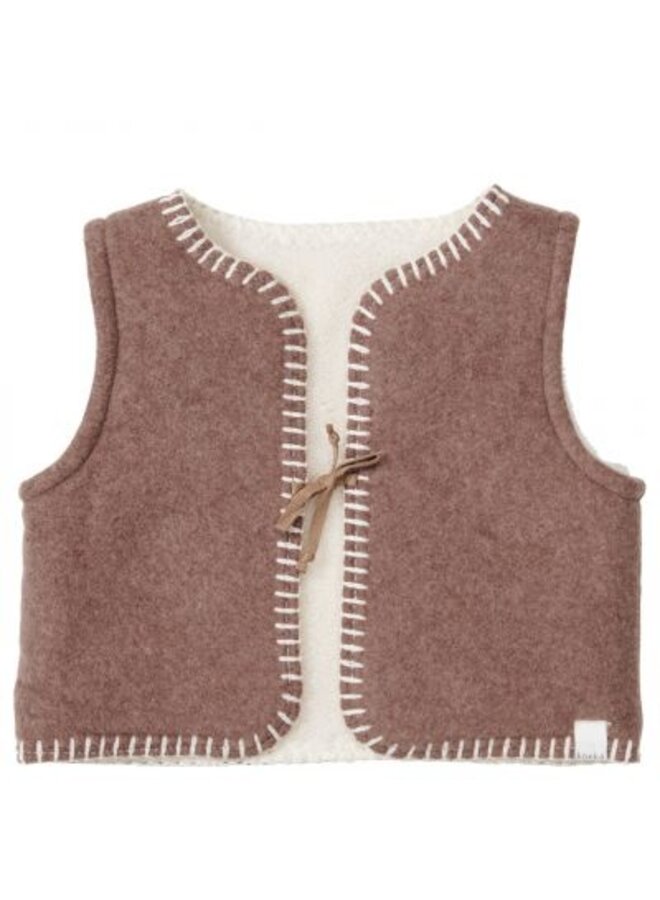 Baby gilet reversible denver – soft wood