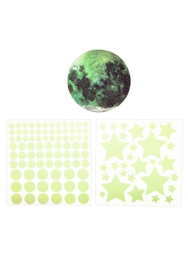 Moses - 38222 – Maan en sterren glow in the dark set 111 stickers