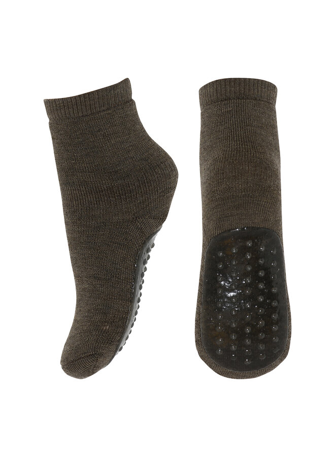 MP Denmark - Wool socks – anti-slip – brown melange