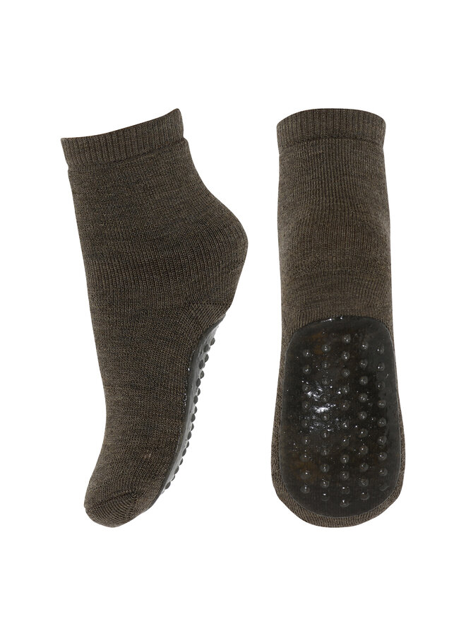Wool socks – anti-slip – brown melange
