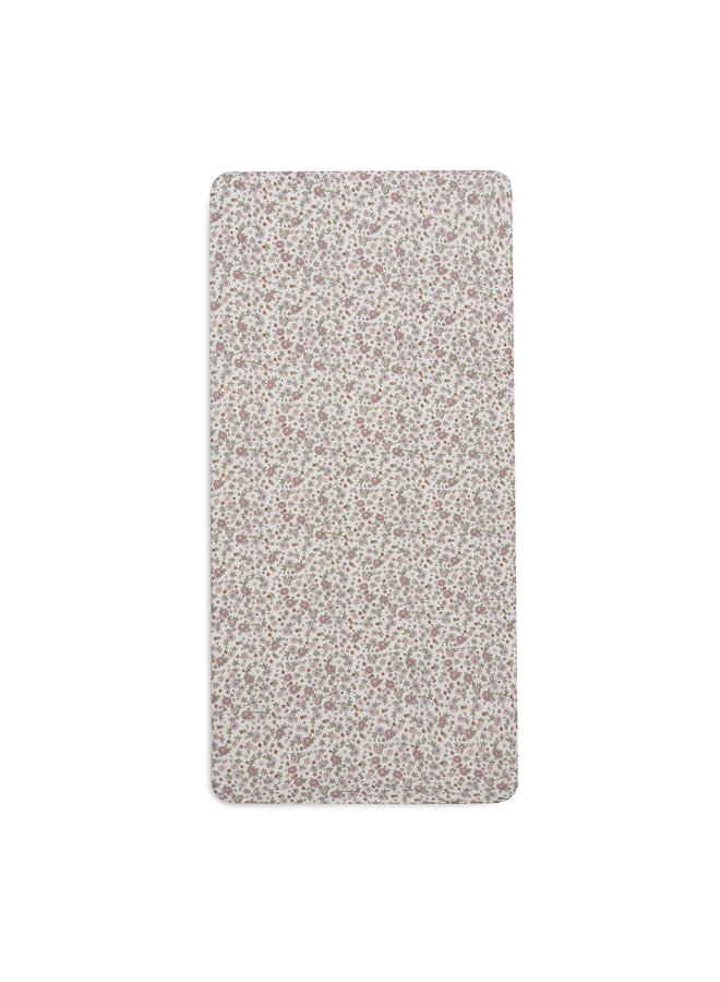 Jollein Hoeslaken Jersey - voor het kinderbed - Twig, Wild Rose - 60 x 120 cm - 100% katoen - hoeslaken - beige met oudroze takken
