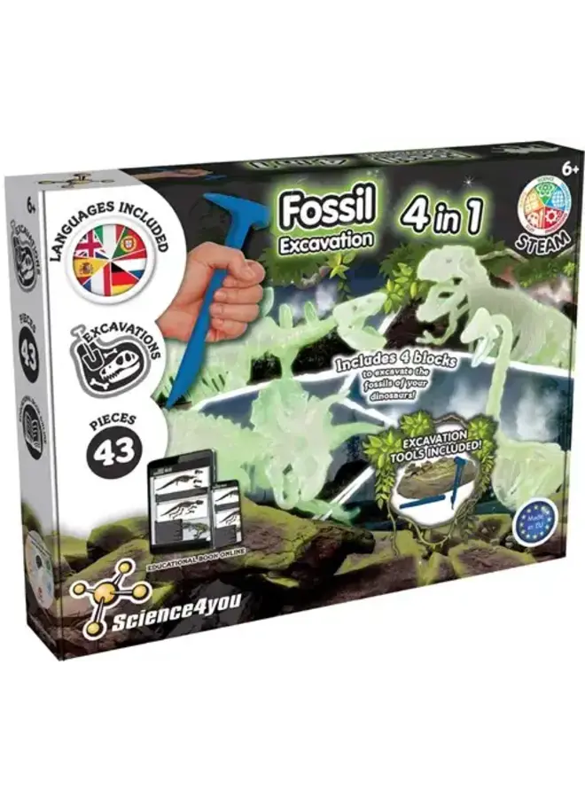 Fossil excavation 4 in 1 glow in the dark