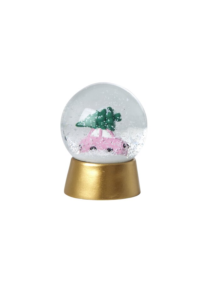 Round Glass Snow Globe - Gold - Car Print