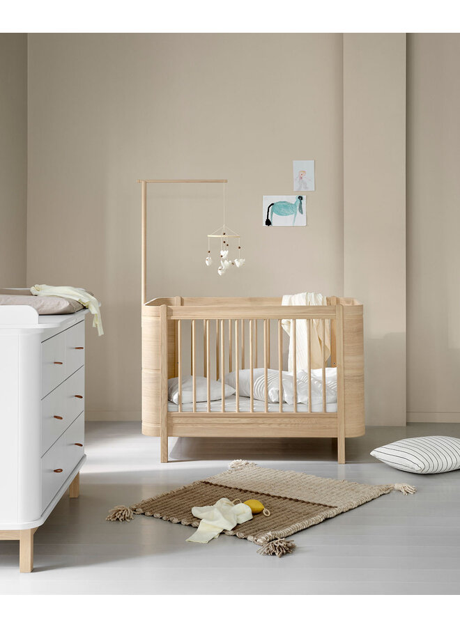 Mini+ cot bed incl. junior kit, oak