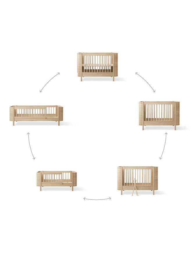 Oliver Furniture - Mini+ cot bed incl. junior kit, oak