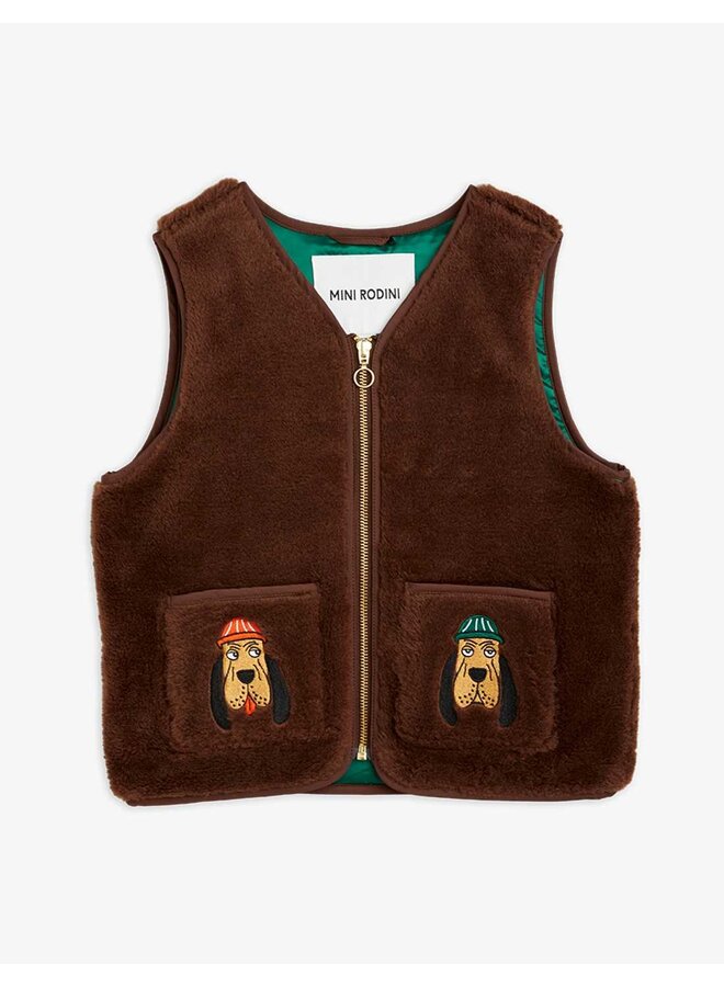 Mini Rodini - Bloodhound faux fur vest – Brown