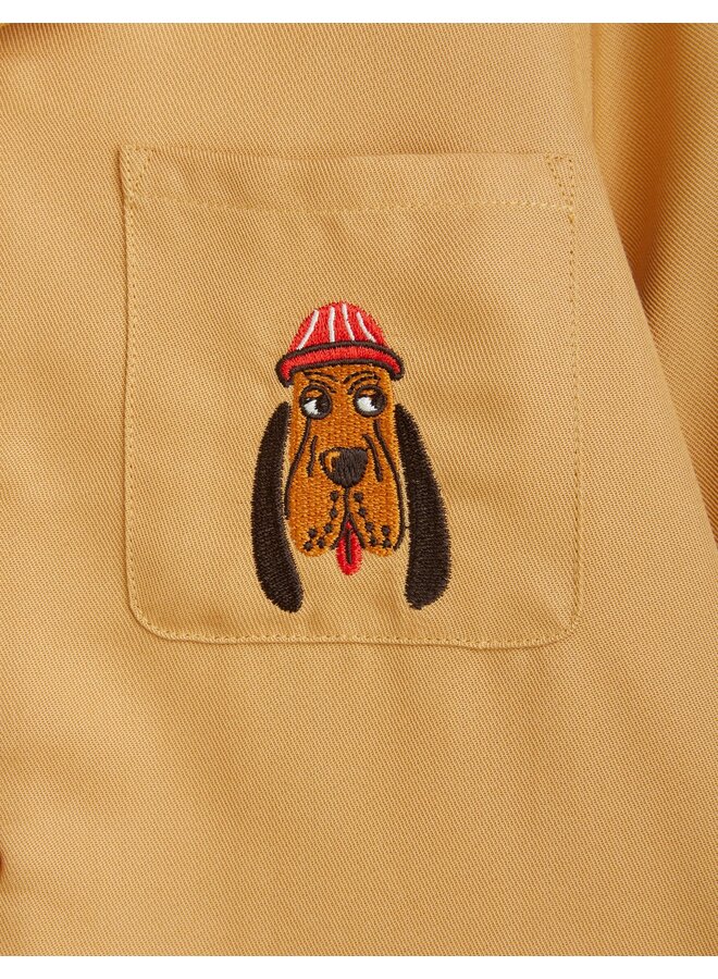 Mini Rodini  - Bloodhound emb woven l/s shirt – Beige