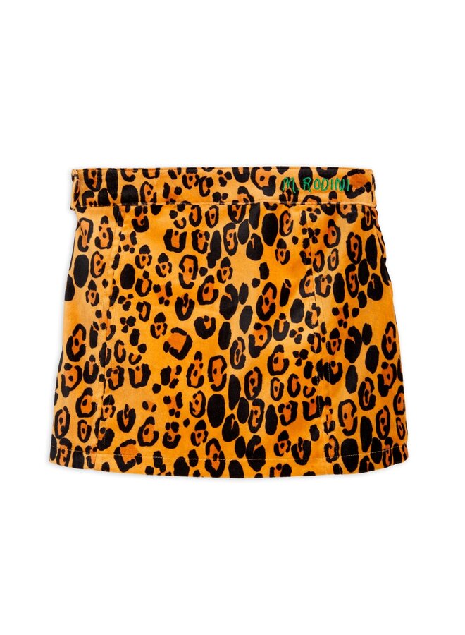 Mini Rodini  - Leopard aop velvet skirt – Brown