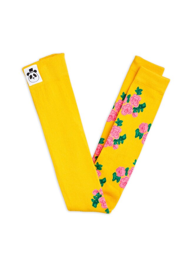 Mini Rodini - Roses aop 1-pack leggings – Yellow