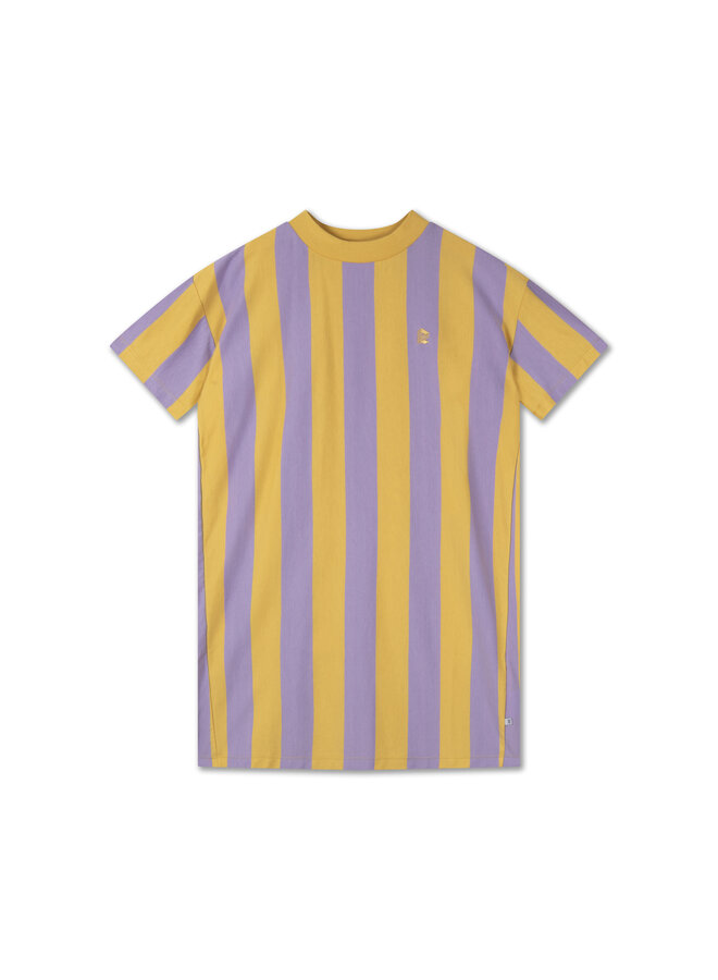 Repose AMS - Boxy tee dress - golden violet block stripe