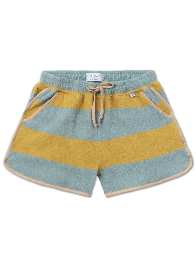 Sporty short - golden block stripe