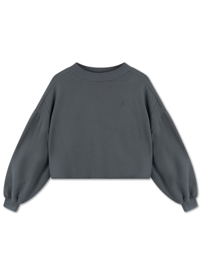 Crop heart sweater - charcoal