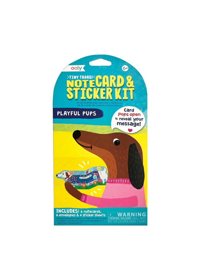 Ooly - Tiny Tada Notecards & Stickerset Playfull pups