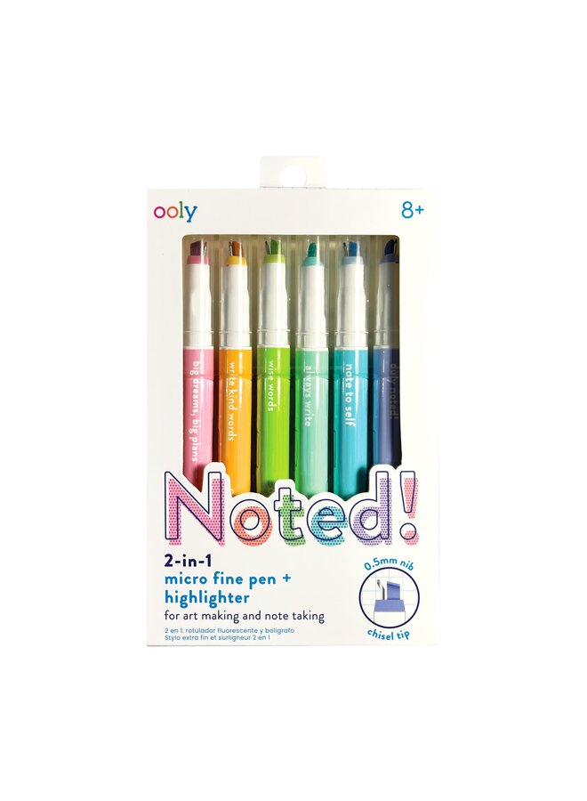 Ooly - Noted! 2-in-1 Micro Fine Tips Pens & Highlighters