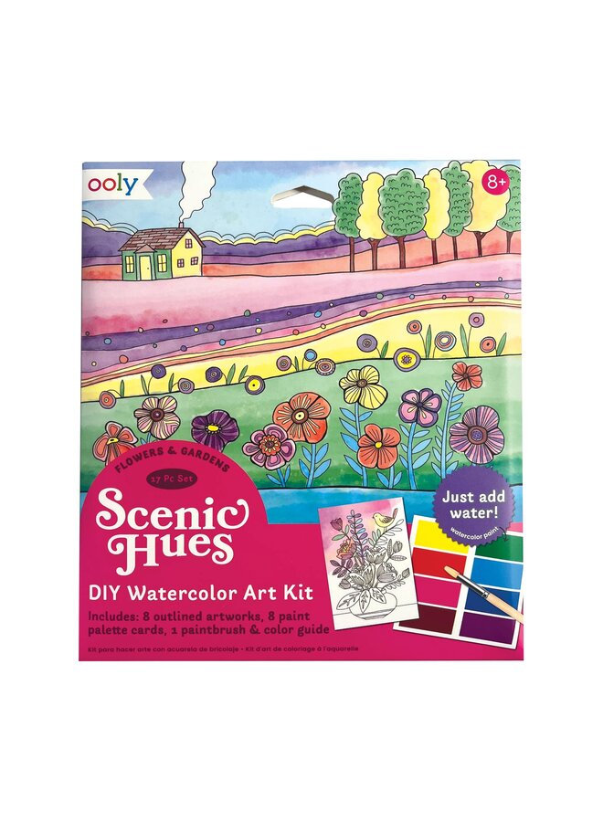 Ooly - Scenic Hues D.I.Y. Watercolort Art Kit – Flowers & Gardens