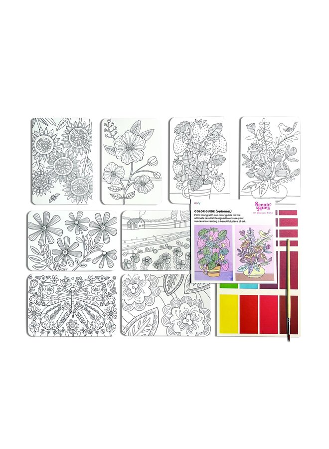 Ooly - Scenic Hues D.I.Y. Watercolort Art Kit – Flowers & Gardens