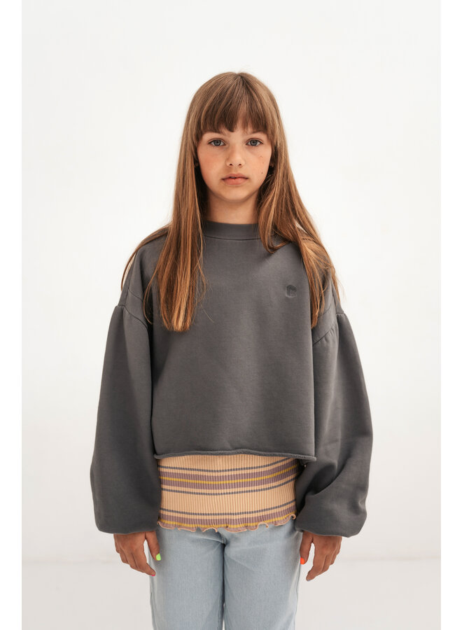 Repose AMS - Crop heart sweater - charcoal