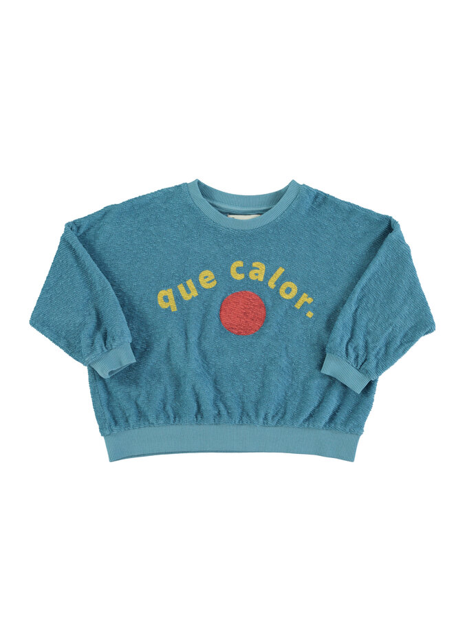 Piupiuchick - Sweatshirt – Blue w/ "que calor" print