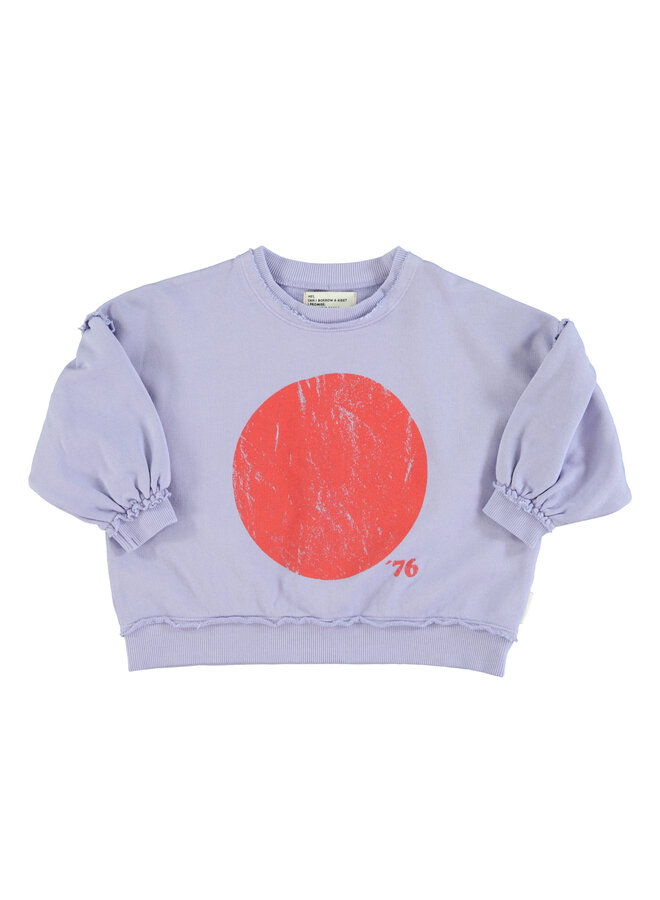 Sweatshirt w/ balloon sleeves – Lavender w/ red circle print