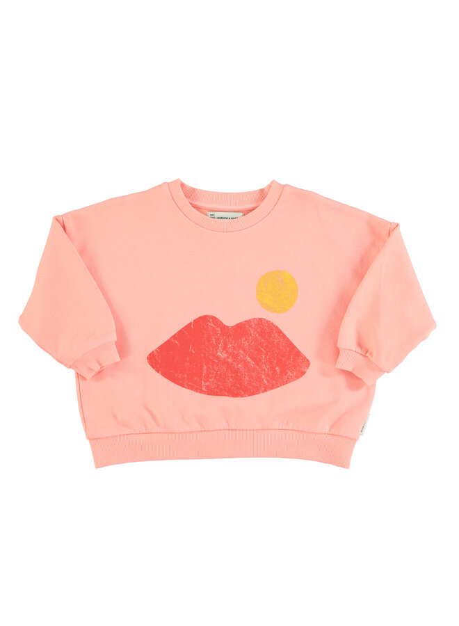 Piupiuchick - Sweatshirt – Coral w/ lips print