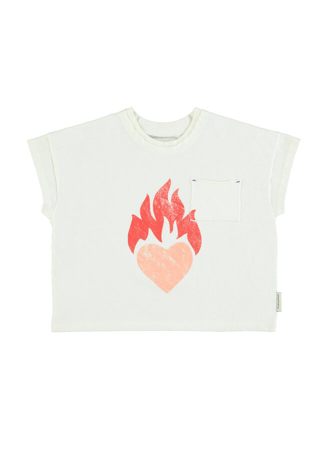 T-shirt – Ecru w/ heart print