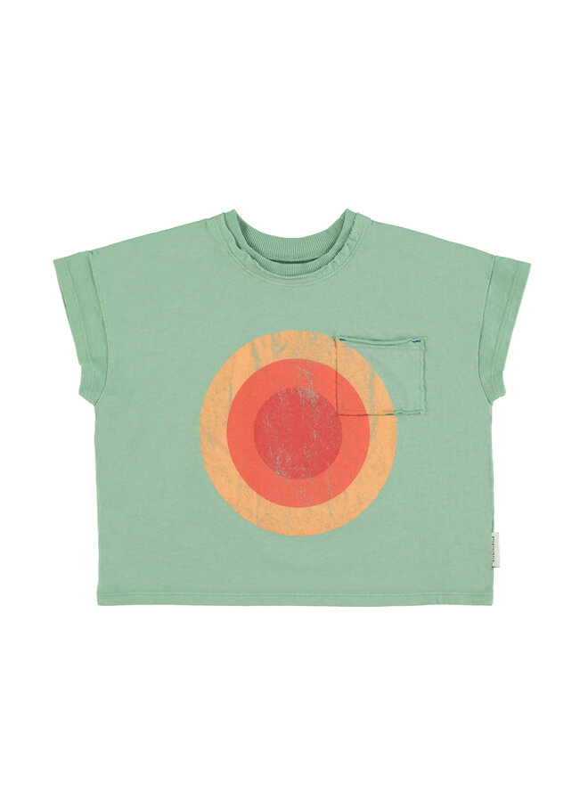 Piupiuchick - T-shirt – Green w/ multicolor circle print