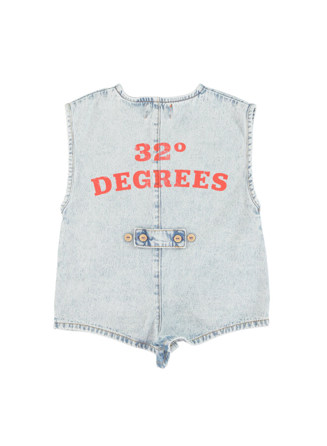 Piupiuchick - Short sleeveless jumpsuit – Washed blue denim