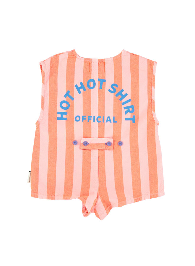 Piupiuchick - Short sleeveless jumpsuit – Orange & pink stripes