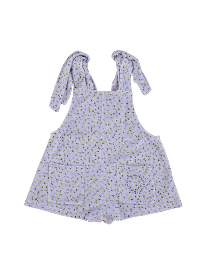 Short jumpsuit w/ straps – Lavender w/ yellow flowers