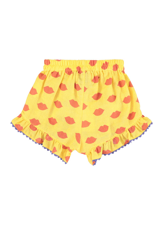 Piupiuchick - Shorts w/frills – Yellow w/ red lips